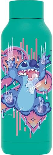 QUOKKA x DISNEY | BOTELLA TERMO ACERO INOXIDABLE | SOLID JADE GREEN 510 ML STITCH DRIP