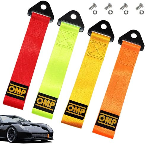 Tow Rope, 4 Pcs Tow Strap Racing Car Towing Strap High Strength Car Tow Rope Nylon Car Trailer Rope Universal Towing Belt for Car Front Rear Bumper 28X5cm