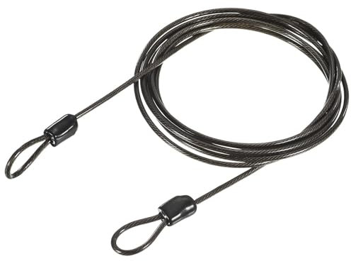 TOP-VIGOR 1Pcs Security Steel Cable, 2.5mm x 2m / 6.56ft Coated Safety Wire Rope Double Loop Flexible Security Cable Lock for Outdoor Travel Luggage Bike, Black