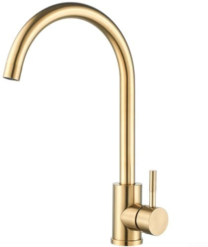 Robinet mitigeur de cuisine sophistiqué en or brossé, design fabriqué à partir de matériaux en acier inoxydable 304 de qualité supérieure