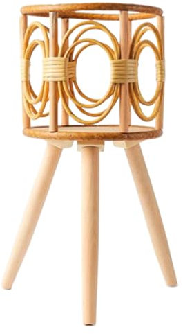 ISOYTERO Support de Plante de rotin Stable Stable Stand Plante tissée en Bois avec 3 Jambes.