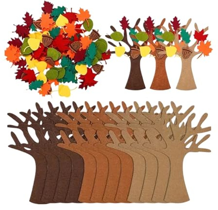 gifyym Arbre en feutre – 88 pièces de décorations en feuilles d'automne | Artisanat en feutre | Fournitures de fête de Thanksgiving pour décoration de maison, cadeaux de fête, adultes