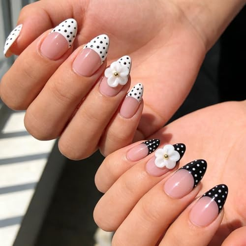 Handmade Press on Nails Almond Shape M Size/Ruispeed Luxury Medium Hand Made Nails with Design for Women 10Pcs by P10