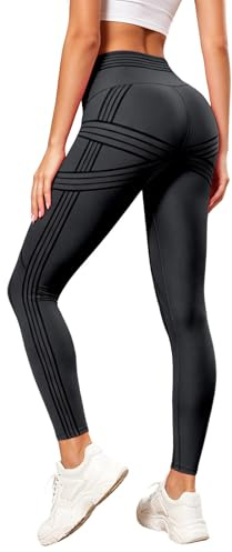 Generisch Damen Powerband-Leggings mit integrierten Widerstandsbändern, Hochkompression für Workout, körperformende Trainingsleggings