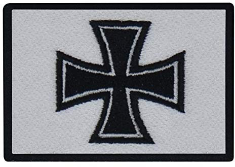 benobler FanShirts4u Aufnäher - EISERNE Kreuz - RITTERKREUZ - Fahne - 8 x 5,5cm - Flagge Wappen Bestickt Patch Badge Germany (Schwarze Umrandung)