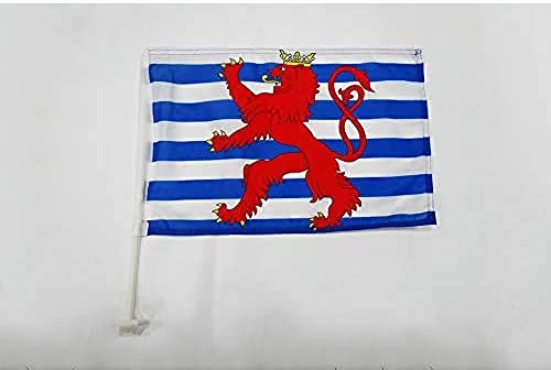 AZ FLAG - Autofahne Luxemburg Mit Löwen - 45x30 cm - Luxemburgische Autoflagge 30 x 45 Cm - Auto Flaggen