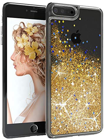 EAZY CASE Hülle kompatibel mit iPhone 7 Plus / 8 Plus Schutzhülle Silikon, Ultra dünn, Slimcover, Handyhülle, Silikonhülle, Backcover, Durchsichtig, Klar Gold