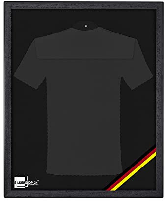 Bildershop-24 Objektrahmen Trikotrahmen aus Massivholz VARIO36 WM inkl. Bügel, Deutschland Banner und Passepartout 80x100cm Schwarz matt (lackiert) Geschenk Papa Freund
