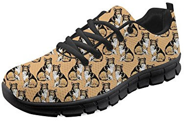 Showudesigns Damen-Lauf-Sneaker, Sportler, Outdoor-Sportschuhe, Tier-Design, Collie, 42 EU
