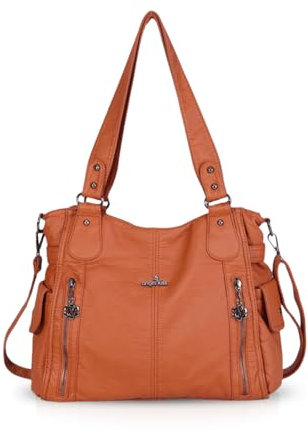 NICOLE & DORIS Femme Sacs à bandoulière Grandes Poches Sacs à Main portés Main en PU Cuir Souple Femme Cabas Sac D'épaule Caffe