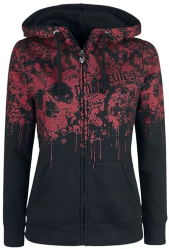 Rock Rebel by EMP Damen Schwarze Kapuzenjacke mit rotem Print