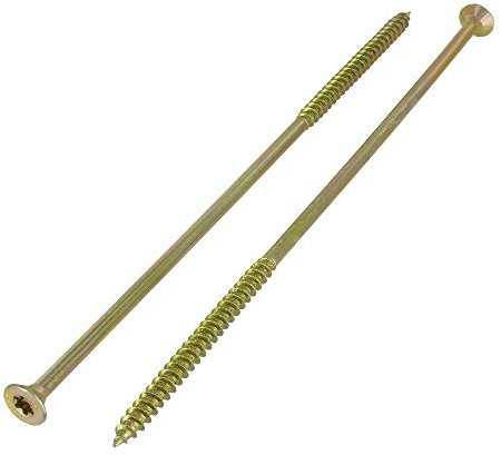 Lot de 100 vis pour panneaux d'aggloméré 6,0 x 160 Torx | Filetage partiel – Galvanisé jaune | Tête plate | Vis universelle | Vis