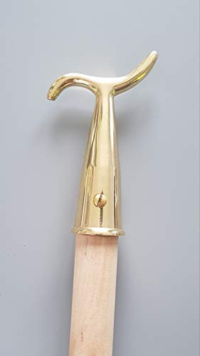 Pole Hook and Pole - For Sash Windows Skylight Velux Window Loft Attic Blinds Boat Hooks (Polished Brass Hook & Pole)
