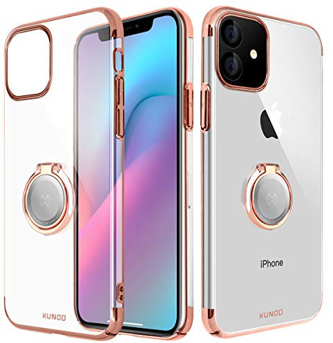 AICase XUNDD Schutzhülle für iPhone 11, 360-Grad-Schutzhülle, Kristall, mit magnetischer Halterung für Ring, Standfunktion, Magnet, KFZ-Halterung, Schutzhülle für Apple iPhone 11 6.1 (Roségold)
