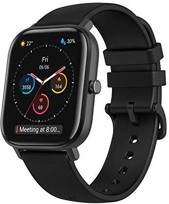 Amazfit Smartwatch GTS mit 12 Sportmodi, GPS 1.65” AMOLED Display Fitness Tracker, Outdoor Sportuhr, Schrittzähler, Herzfrequenzüberwachung, Schwarz