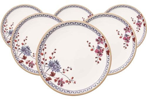 Villeroy & Boch Artesano Provençal - Set di 6 piatti piani, 27 cm, con bordo rialzato e decorazione lavanda, in porcellana premium, lavabili in lavastoviglie, multicolore