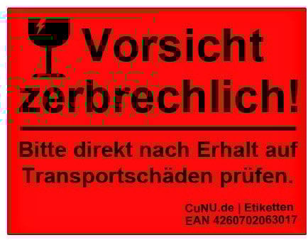 700 Etiketten/Aufkleber mit Aufdruck Vorsicht zerbrechlich! Hinweisetiketten Warnaufkleber 37x28mm