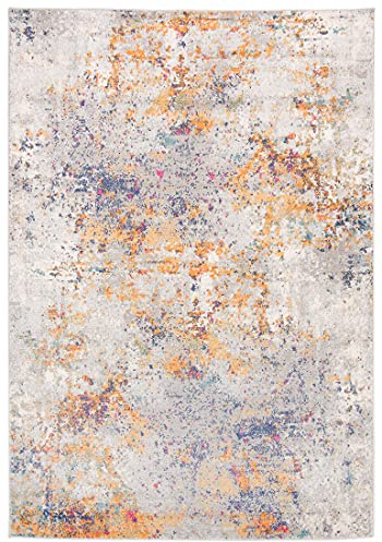 Carpeto Groß Teppich Wohnzimmer 160x230cm Anthrazit Orange Abstrakt Weich | Teppich für Schlafzimmer Esszimmer Büro Pflegeleicht Fußbodenheizungsgeeignet Reinigungsmittelbeständig Kurzflor Synthetisch