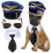 Yewong 3-teiliges Haustier-Kapitän Piloten-Kostüm-Zubehör-Set für Hunde und Katzen, Pilotenmütze, formelle Krawatte, Halsband, Zubehör für Haustier-Piloten-Kostüm, Halloween-Party (Set-C)