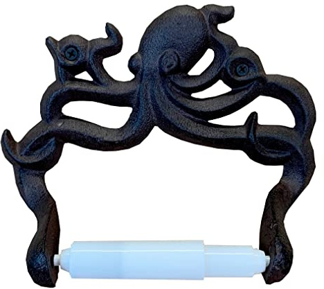 Selections Wall Mounted Octopus Shaped Toilet Loo Roll Holder in Cast Iron