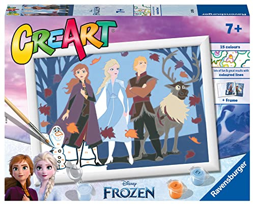 Ravensburger CreArt: Die Eiskönigin: Beste Freunde — Malen mit Zahlen für Kinder ab 7 Jahren, Malset mit Brettern, Rahmen, Pinsel und Farben, 25 x 18,30 cm, Disney-Geschenkideen