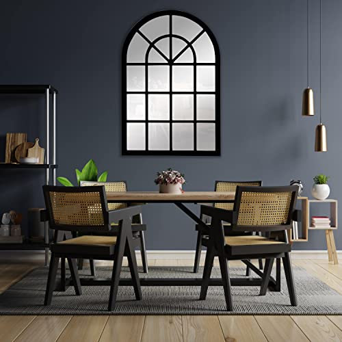 Espejo Ventana Fabricado en España – Mod-Catania Industrial – Acabado Artesanal – Espejo de Pared Ideal para Salón, Recibidor, Vestidor, Dormitorio y Baño. (70x100 cm, Negro)