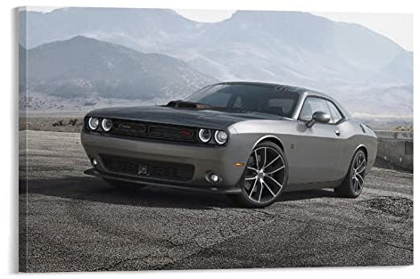 Anime Poster Grey Dodge Challenger Auto-Poster, dekoratives Gemälde, Leinwand, Wandkunst, Wohnzimmer, Schlafzimmer, Gemälde 50 x 75 cm