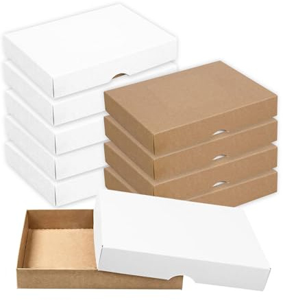 Natürlich verpacken Faltschachtel 11,5 x 15,5 x 2,5 cm, Braun-Weiß, Deckel, Jade Kraftkarton - 10er Set