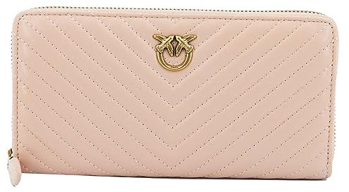 Pinko Ryder Zip Around Sheep Nappa C, Accessori da Viaggio-Portafogli Donna, O81Q_Cipria-Antique Gold, U