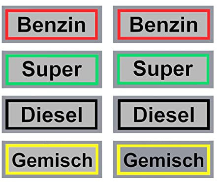 Diyxisk 24 Stück Kraftstoffaufkleber, Kraftstoffetiketten, Tankdeckelaufkleber, vier Kraftstoffetiketten für Benzin, Diesel, Superbenzin und Zweitaktgemische