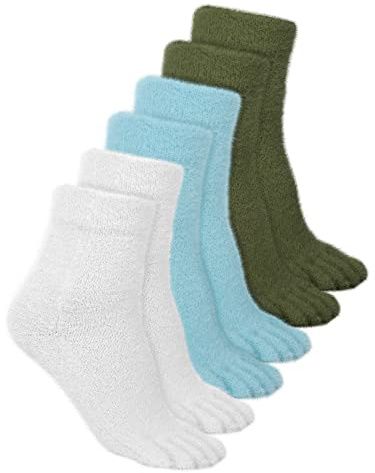 Bencailor 3 Paar Damen-Zehensocken, flauschige Zehensocken, warme Winter-Zehensocken, Fünf-Zehensocken für Damen und Herren, Größe 38-42
