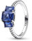 PANDORA Timeless Blauer Rechteckiger Funkelnder Drei-Stein-Ring aus Sterling-Silber mit Cubic Zirkonia, Gr. 50, 192389C01-50