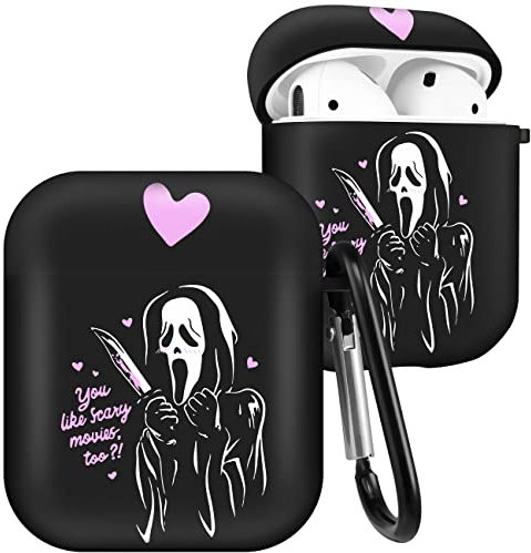 Qerrassa Schutzhülle für Airpods 1/2, Skelett, niedlich, Cartoon, coole Silikon-Schutzhülle für Apple Airpod Air Pods 1. und 2. Generation, lustige Charaktere, weiche Hüllen für Mädchen und Jungen