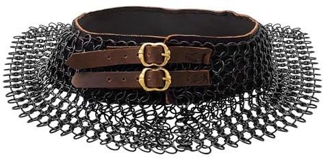 Lord of Battles Kettennetz-Halsband, mittelalterlicher Halsschutz, 10 mm, 16 G, konifizierte Ringe, Baustahl, Maille, Halsschutz, Standard, Baustahl