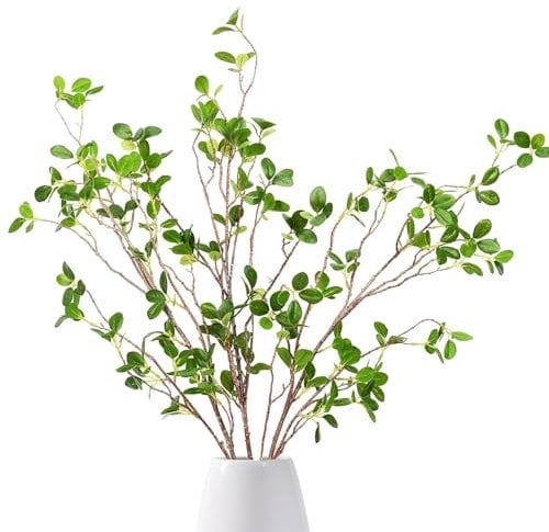 Dremisland 3 Stück Künstliche Ficus Zweige Kunstpflanzen Grün Blätter Spray 110 cm Künstlich Pflanzen Stämme Gefälschte Pflanze Künstliche Eukalyptus Zweig für Vasenfüller Zuhause Hochzeit Büro Dekor