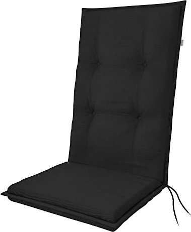 Doppler Auflage Hochlehner Motion XL Anthrazit I breites Gartenstuhl-Polster 122x52x8cm aus Baumwolle & Polyester I Sitzauflage weich & bequem I Sitzkissen zum Festbinden an Gartenstuhl