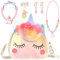 OSDUE Einhorn Handtaschen, Schmuckset für Mädchen, Unicorn Kette Halskette Armband Ring Schmuckset, für Party Dress Up Geschenk(Weiss)