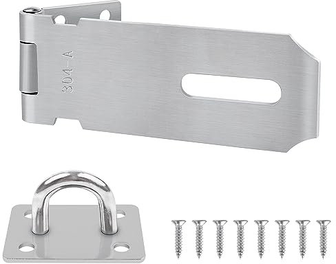 Yeepeo Lucchetto Haspe da 5 pollici, in acciaio inox 304, serratura di sicurezza, con viti, lucchetto per lucchetto, armadi, cancelli (L×W=137×39mm)