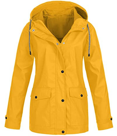 Regenjacke Damen Wasserdicht Atmungsaktiv, Damen Strickjacke Winterjacke Damen, Sweatjacke Damen Fahrrad Regenjacke Damen Damen-Jacken, Fahrradjacke Damen Wasserdicht Atmungsaktiv（1-Yellow,5XL)