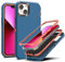 YmhxcY for iPhone 13/14 Case - Shockproof, Drop Proof, Dust-Proof, Heavy Duty Protection - 3-Layer Durable 6.1-Blue/Orange