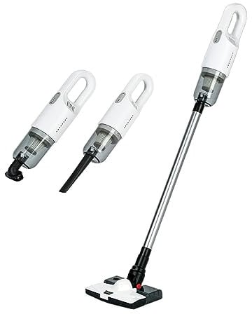 2 in 1 Cordless Mop Vacuum Cleaners, 18000pa Cordless Wet and Dry Vacuum Cleaner with Water Tank, Vertical Vacuum and Fringe Broom for Hard Floors, Pet Hair (White)