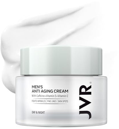 Gesichtscreme Männer, JVR Gesichtspflege gegen Falten für Herren, Anti Aging Tages & Nachtcreme, Feuchtigkeitscreme gegen Hautalterung & Augenringe für alle Hauttypen mit Caffeine, 50 ml (frisch)