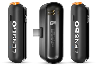 LENSGO 518mini Drahtloses Lavalier-Mikrofon, 2.4ghz Kompakt 2 Sender und 1 Empfänger Drahtloses Ansteck-Lav-Mikrofon für Smartphone Vlog YouTube Interview Video Camcorder (für Android)