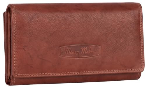 EAAKIE RFID Damen Geldbörse Portemonnaie Geldbeutel Damenbörse Leder 14 Karten (Braun)