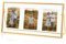 Jajamy Goldener schwebender Bilderrahmen, gehärtetes Glas, schwebende Rahmen, passend für 3 Fotos, 5.08x7.62 cm, Vintage-Stil, goldfarben, Collage-Bilderrahmen für Tischdisplay (horizontal)