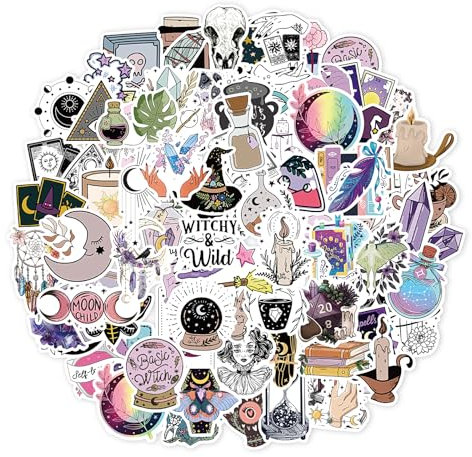 TIESOME 100 Stück Hexe Aufkleber, Witchy Sticker Set Wasserfest Graffiti Aufkleber Aesthetic Sticker Cool Potion Stickers Packs Vinyl Waterproof Decals für Laptop Skateboard Telefo Kinder Jugendliche