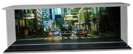 Amagogo Maßstab 1:64 Parkplatz LED-Vitrine Sammlerstücke Aufbewahrungsbox Simulation Straßenszene für Modellautos Diorama-Sammlung, kreuzen