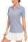 Soneven Damen Poloshirt V Ausschnitt Kurzarm Polohemd Sport Tshirts Gerippt Atmungsaktiv Schnelltrocknend Funktionsshirt für Golf Tennis[Blau,