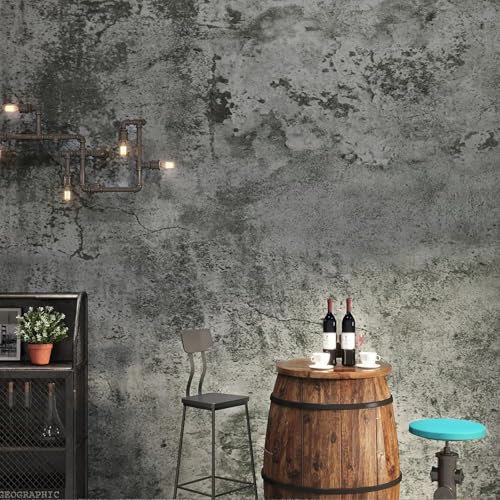 FunStick Papier Peint Béton Papier Peint Adhesif Mural Gris Anthracite Vinyle Adhesif Meuble Cuisine Salle de Bain Imperméable Papier Peint Ciment Gris Foncé Revetement Mural Adhesif pour Mur 40CMx2M
