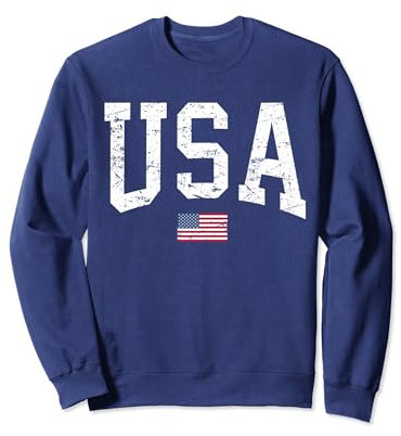 USA Shirt Damen Herren Kinder Patriotische amerikanische Flagge Distressed Sweatshirt